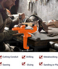 3 Inch Table Vise With 360 Degree Swivel Base Clamp On Bench Vise for woodworking and metalworking in workshop, orange color