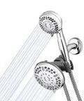 12 Mode 2 In 1 Dual Shower Head System With 5 Foot Hose And PowerPulse Therapeutic Massage Chrome Finish High Pressure