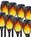 Eight Pack Solar Torch Lights Outdoor With Flickering Real Flame Effect, Waterproof Garden Path Yard Lights For Patio Porch