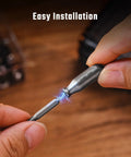 Rock Solid Premium Titanium Mini Screwdriver Featuring Super Magnetic Replaceable Bits And Rapid Phillips Flathead Swaps For Trustworthy Daily Use Everywhere, showcasing easy bit installation process.