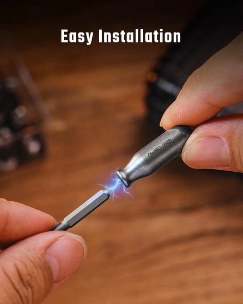 Rock Solid Premium Titanium Mini Screwdriver Featuring Super Magnetic Replaceable Bits And Rapid Phillips Flathead Swaps For Trustworthy Daily Use Everywhere, showcasing easy bit installation process.