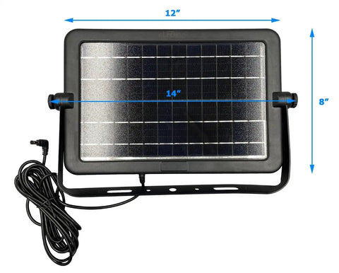 Solar Powered AI Smart Motion Dual Head LED Flood Light 10W 1200 Lumens Outdoor Security panel dimensions 12x14 inches