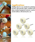 Wool Felt Mini Polishing Brush Wheel Set 60 Pieces 3 Millimeter Shaft Heads For Car Detailing Rotary Tools Drills And Pneumatic Polishers Get A Slick Consistent Finish shown in various polishing applications