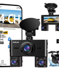 360 Degree Dash Cam For Cars With Front Interior And Rear 4 Channel FHD 1080P Quad Camera All Around Coverage Built In WiFi
