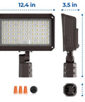 Switchable 100W 150W 200W LED Parking Lot Light With Dusk To Dawn Sensor, 30000 Lumens, 5000K Daylight, IP65 Outdoor Flood Light dimensions