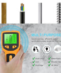 Stud Finder Wall Scanner, 5 in 1 Stud Finder Tool with LCD Display (Yellow) detecting wood, metal, and wires.