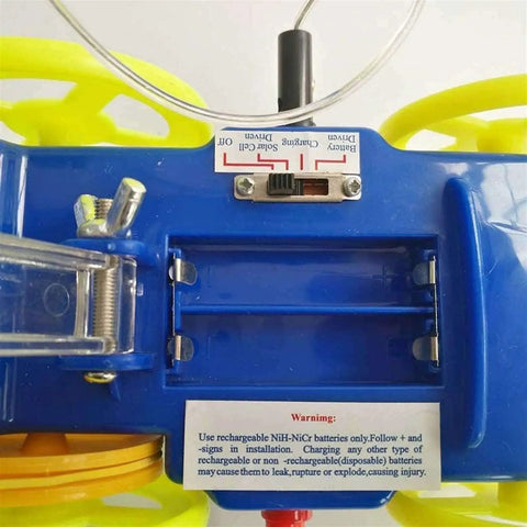 Hands On Solar Kinetic Energy Demonstration Trolley For Science Education Drivable Solar Car Model That Converts Sunlight To Motion, blue plastic battery compartment