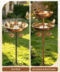 Two In One Metal Bird Bath And Feeder For Outdoor Gardens, Vintage Bronze Free Standing Yard Decor With Dual Bowls And Detachable Feeder