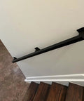 Badass 6ft Black Wrought Iron Stair Railing Wall Mount Kit Non Slip Handrail And Iron Grab Bar Perfect For Indoor Stairs, wall mounted view.