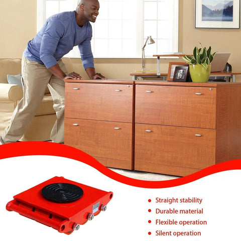 Heavy Duty Mechanical Moving Skates With Reinforced Steel Rollers For Shifting 15 Ton Equipment in use under furniture