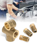 Heavy Duty Three Way T Shape Brake Line Tee Brass Union With Three Male Nuts Fits Three Sixteen Inch Pipe M10 Threading in workshop.