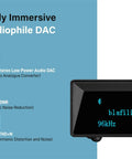 Display of XLR Bluetooth Receiver V5.1 with LDAC and aptX HD, showing LDAC, blafili B3, and audio specifications on screen.