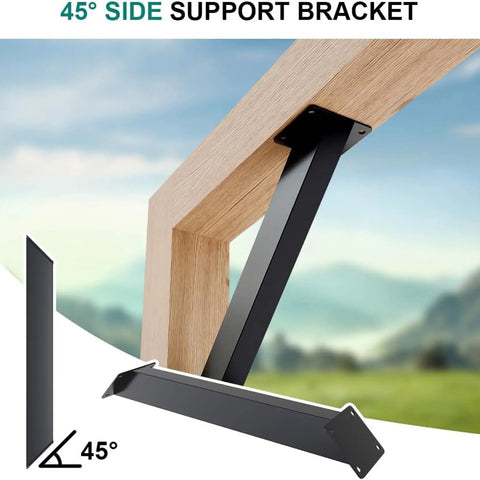 Beefy 45 Degree Corner Bracket Set Heavy Duty For Pergola Kits And Wood Structures Steel With Black Coating Waterproof And Rust Proof DIY Friendly Support For Patio Gazebo Treehouse And Backyard Projects 2 Pack