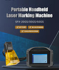 30W Portable Fiber Laser Engraver Handheld Marker For Metal, 100x100mm Marking Area, showing control unit and laser head.