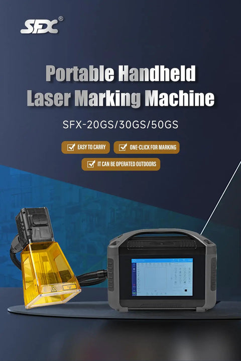 30W Portable Fiber Laser Engraver Handheld Marker For Metal, 100x100mm Marking Area, showing control unit and laser head.