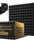 Acoustic Panels 50 Pack 2x12x12 No Drill Required Pyramid Foam For Walls And Home Studio Noise Reduction Echo Control Kit.