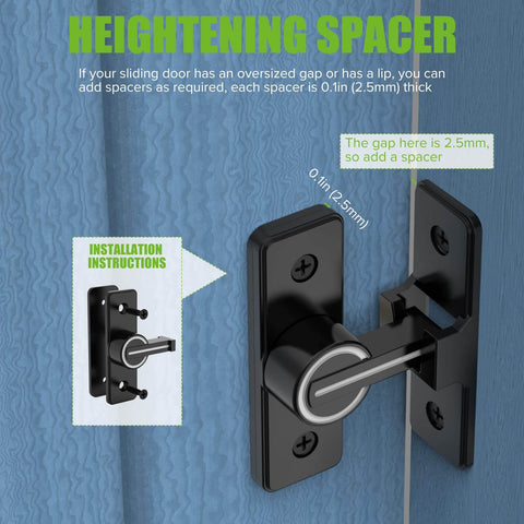 Heavy Duty 90 Degree Gate Latch For Barn Doors And Sliding Doors, Flip Latch Bolt Lock In Zinc Alloy With Matte Black Finish
