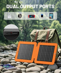 10W Solar Panel Charger With USB A And USB C Fast Charging For Camping On The Go And Hiking Waterproof Foldable Portable Solar Panel IPX5