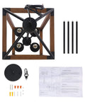 Rustic Farmhouse 4 Light Pendant Chandelier With Imitation Oak Wood Grain, assembly instructions and hardware included