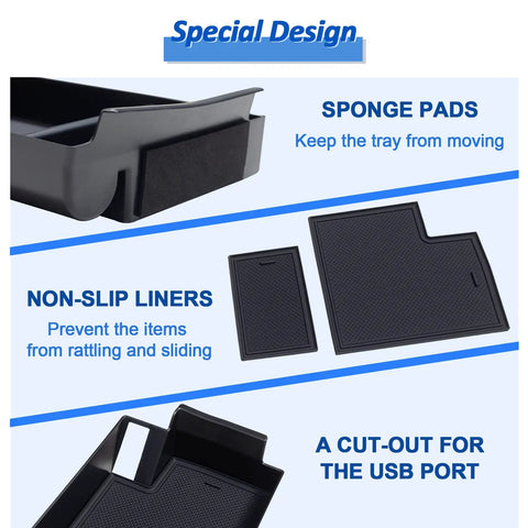 Console Organizer For Toyota Sienna 2021 2022 2023 2024 2025 2026, Armrest Center Tray with sponge pads and non-slip liners