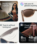 Meta Gen 2 Skyler Smart AI Glasses In Shiny Black For Men And Women, polarized lenses, hands-free capture, 48h battery case.