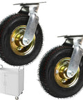 Heavy Duty Caster Wheels With Pneumatic Rubber Tires And Ball Bearing Swivel Top Plate next to a cart for DIY Mobility