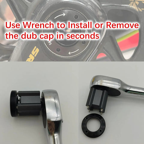 Dub Cap And Remove Tool For SRAM BB30 Crankset shown with wrench for easy cap removal.