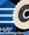 5 Pack Wool Felt Flap Polishing Discs For Angle Grinder Four Point Five Inch By Seven Eighth Inch Arbor High Density Wool Buffing Pads