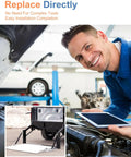Mechanic examines vehicle with diagram of lift gate, heavy duty extension springs for Tommy Gate lift gates, replaces 000922.