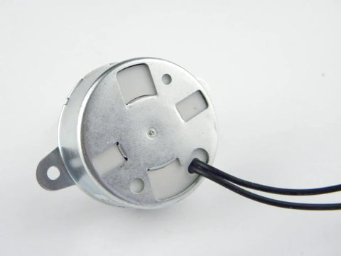 Rear view of TYC-40 12V Synchronous Motor 5 RPM CW CCW with wiring for low power draw and quiet operation, ideal for projects