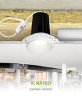 Trimless 2 Inch LED Recessed Light Canless Dimmable Downlight 15W 120V White in ceiling installation
