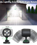 Two Pack Outdoor Motion Sensor Lights With 6000K LED Spotlight Battery Powered 8W 600 Lumen Security Lights for Garage Rotation Demo