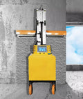 Pro Grade Fully Automatic Wall Plastering Machine For Indoor Mortar Leveling operating on a textured wall with a digital control panel.