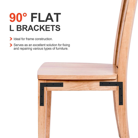 Heavy Duty Stainless Steel Beefy L Shaped Mending Plate 6x6 Inch Right Angle Corner Bracket on wood chair