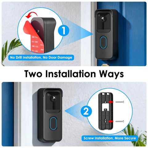 No Drill Doorbell Camera Mount for Blink Video Doorbell Second Generation with Adhesive Tape and Screw Installation Options
