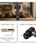 Colonial Door Knob Set With Keyed Alike Deadbolt Black Smudge Resistant Finish Easy Screwdriver Install Concealed Screws Adjustable
