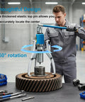 Badass Heavy Duty 20 Ton Hydraulic Gear Puller With Case removes a gear in a workshop, 360° rotating handle