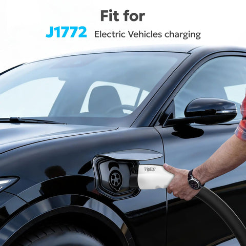 Tesla To J1772 Adapter 60A 250V Level 2 Ev Charger Converter Plug And Play Road Trip Ready connecting to J1772 EV charging port.