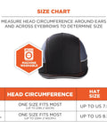 Size chart for Safety Bump Cap Baseball Style Hat With Long Brim For Comfortable Head Protection Removable High Density Shell