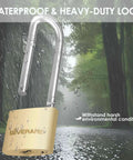 Two Pack Keyed Padlocks With Keys, Extra Long 2-3/8 Inch Shackle, Solid Brass Copper Body, Waterproof Outdoor Lock For Warehouse, Toolbox, Hasp, Gym, Locker, Sheds, Built Tough And Weatherproof, brass lock in rain