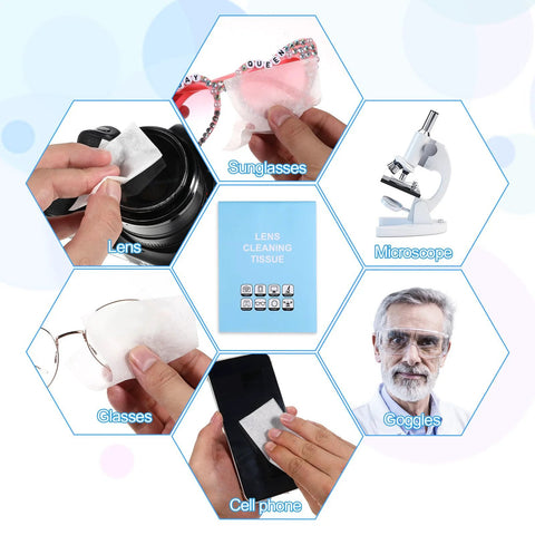 Front view of JIYIN lens cleaning tissue pack, 700 sheets in 14 booklets, for microscope, camera lenses, glasses.
