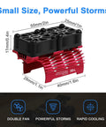 Twin 25mm RC Motor Cooling Fans With Metal Heatsink dimensions diagram for 28mm Brushless Motors, shown in red and black.