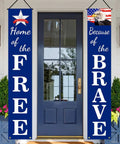 Front porch with Totally Ready To Hang Patriotic Party Decor Kit With Preassembled Hanging Banners For 4th Of July Memorial Day Veterans Day Labor Day Flag Day Armed Forces Homecoming Red White And Blue Celebration Accessories