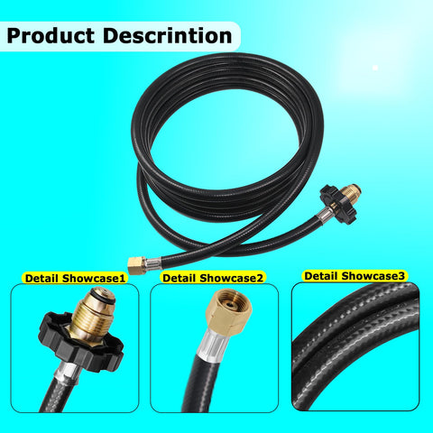 12 Foot Propane Torch Hose With G3/8-19 Left Hand Thread Heavy Duty Weed Burner Flame Hose Replacement O Ring Included