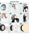 Installation steps for Matte Black Modern Globe Wall Sconce 1 Light With Opal Glass Shade for various room settings.