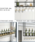 Built Tough Ceiling Wine Rack Suspension With Iron Square Tube Bracket For Wine Glasses Bottles And Storage Black Wall Mount Shelf