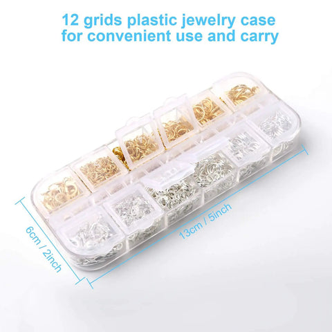 All In One Jewelry Repair Kit With 1200 Jump Rings And Lobster Clasps, Pliers, Tweezers, And Opener, plastic case view