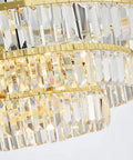 Straight Up Executive Vibe Gold Crystal Ceiling Pendant Light With Warm Led Glow Built Different For Upscale Dining Rooms Living Areas And Hotels 80Cm Round Modern Fixture close-up of hanging gold crystal detail.