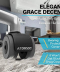 Ace Heavy Duty Office Chair Caster Wheels With Smooth Rolling Quadruple Ball Bearings And Floor Safe Hardwood Glide Easy No Sweat Quick Swap Universal Fit Set Of Five close-up on black polyurethane wheel with protection cover on shag carpet.