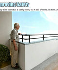 Level Up Your Outdoor Setup With This Super Sturdy Steel Balcony Railing Height Extender And Adjustable Patio Guard for safety.